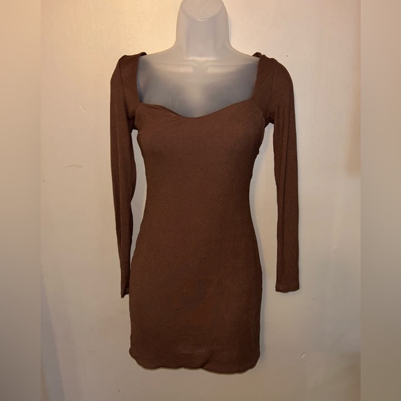 Princess Polly Nolan Mini Dress - Brown Sweetheart Bodycon - Picture 3 of 10